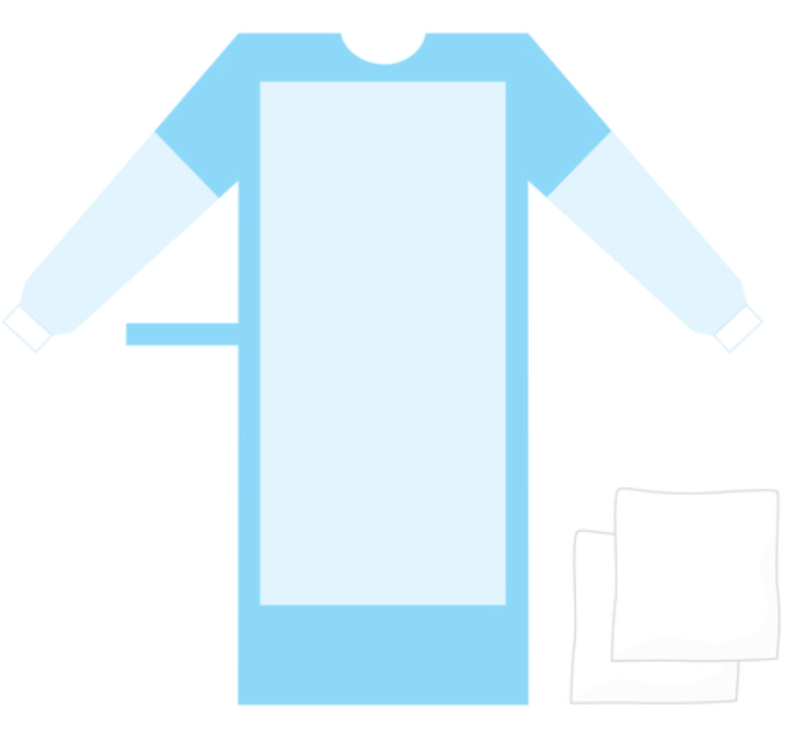 Coverline Хірургічний халат SMMMS посилений, Dressy Gown, XL + 2 абсорбуючі рушники 30х34см